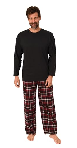 Normann Herren Schlafanzug lang, Pyjama mit Flanell-Hose in Karo-Optik, Farbe:schwarz, Größe:58 von Normann