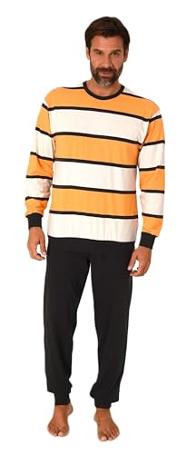 Normann Herren Schlafanzug lang mit Bündchen in edler Streifenoptik - auch in Übergrössen, Farbe:orange, Größe:50 von Normann