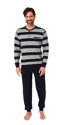 Normann Herren Schlafanzug lang mit Bündchen und Knopfleiste am Hals - auch in Übergrößen, Farbe:grün, Größe:56 von Normann