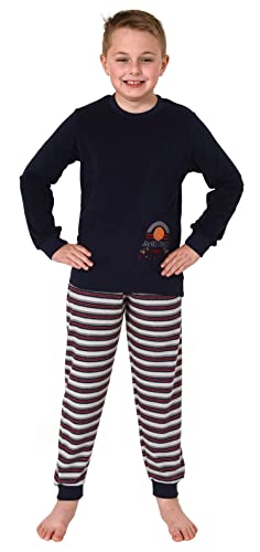 Normann Jungen Frottee Langarm Schlafanzug Pyjama mit Bündchen und Basketball-Motiv, Farbe:grau, Größe:164 von Normann