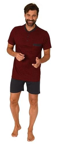 Normann Karierter Herren Shorty Pyjama mit Knopfleiste und Brusttasche - bis Größe 64, Farbe:rot, Größe:60 von Normann