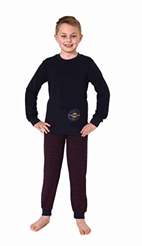 Normann Kuscheliger Jungen Langarm Frottee Schlafanzug Pyjama mit Bündchen, Farbe:rot1, Größe:164 von Normann