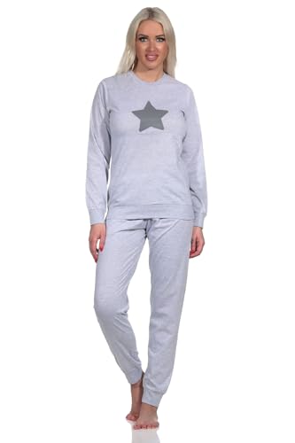 Normann Lässiger Damen Langarm Schlafanzug Pyjama mit Bündchen und Stern Motiv, Farbe:grau, Größe:40-42 von Normann