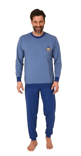 Normann Lässiger Herren Langarm Schlafanzug Homewear mit Bündchen Pyjama Hausanzug, Farbe:blau, Größe:58 von Normann