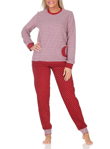 Normann Mädchen Frottee Pyjama Langarm mit Bündchen in Tupfen- und Ringeldesign, Farbe:Ringel, Größe:164 von Normann