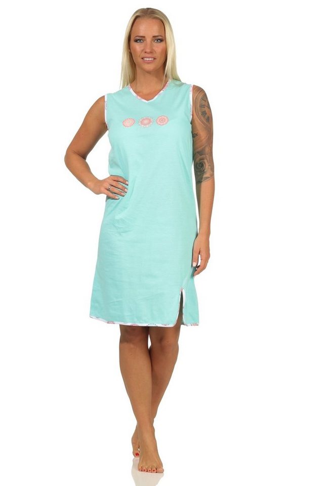 Normann Nachthemd Ärmelloses Damen Achsel Träger Nachthemd in farbenfrischer Optik von Normann