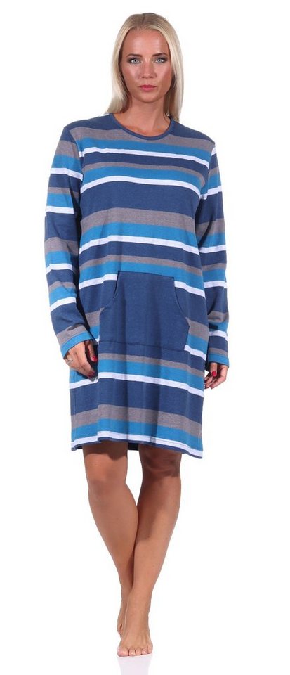 Normann Nachthemd Cooles Damen Kuschel Interlock Nachthemd in Streifenoptik von Normann