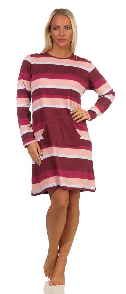 Normann Nachthemd Cooles Damen Kuschel Interlock Nachthemd in Streifenoptik von Normann