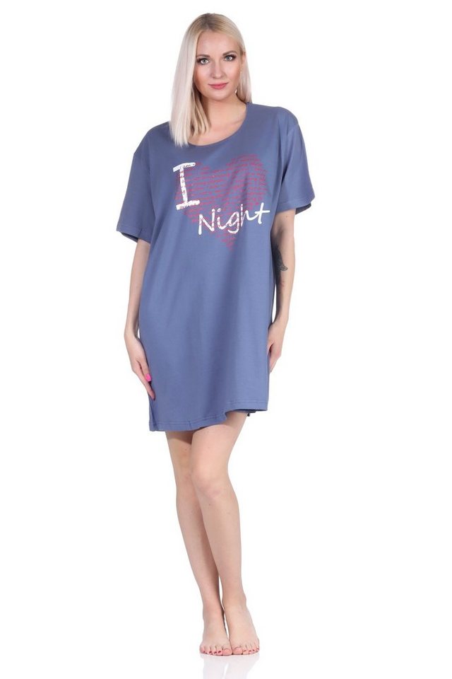 Normann Nachthemd Damen 2er Pack kurzarm Nachthemd Schlafshirt in 2 tollen Designs von Normann