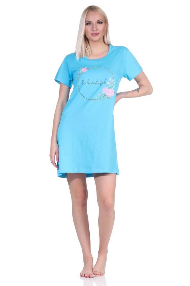 Normann Nachthemd Damen 2er Pack kurzarm Nachthemd Schlafshirt in farbenfrohen Designs von Normann