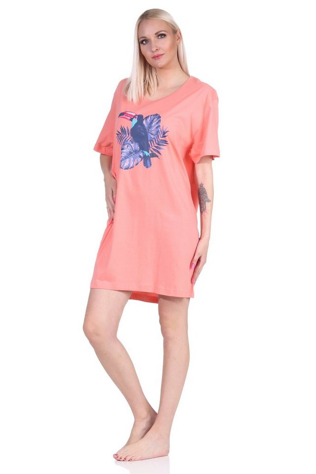 Normann Nachthemd Damen 2er Pack kurzarm Nachthemd Schlafshirt in tollen Designs von Normann