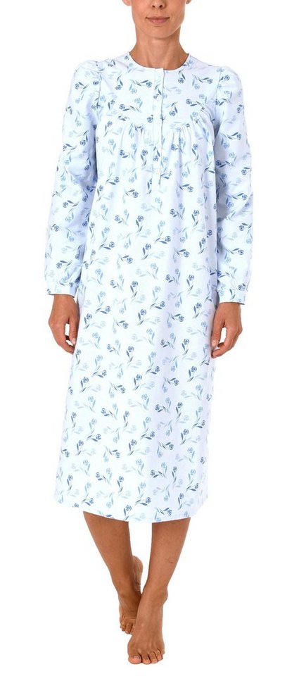 Normann Nachthemd Damen Finette Nachthemd fraulich mit Knopfleiste am Hals von Normann