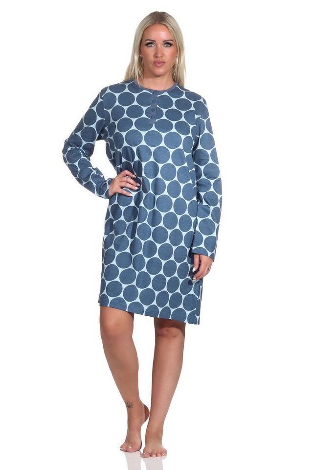 Normann Nachthemd Damen Nachthemd langarm in Tupfen / Punkte Optik von Normann