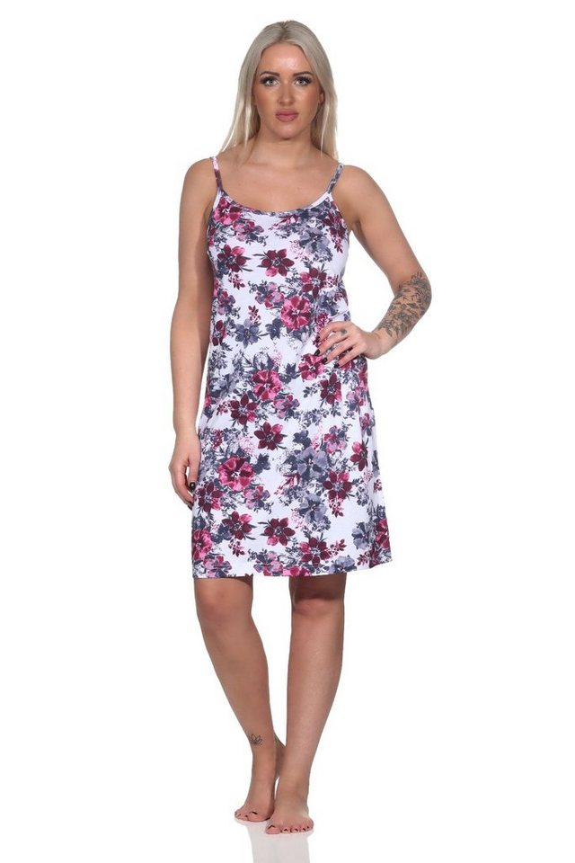 Normann Nachthemd Damen Spaghetti Nachthemd in floralem Design - auch in Übergrößen von Normann