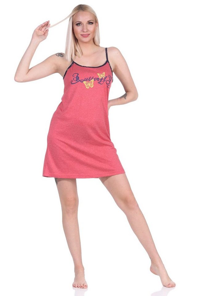 Normann Nachthemd Damen Spaghetti Nachthemd mit Schmetterlingsmotiv - auch in Übergröße von Normann