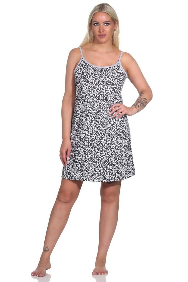 Normann Nachthemd Damen Spaghetti Träger Nachthemd im Animal-Print-Look von Normann