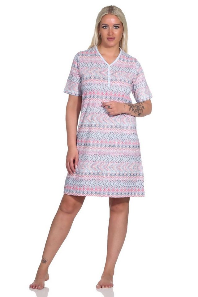 Normann Nachthemd Damen kurzarm Nachthemd im Ethnolook - auch in Übergrössen von Normann