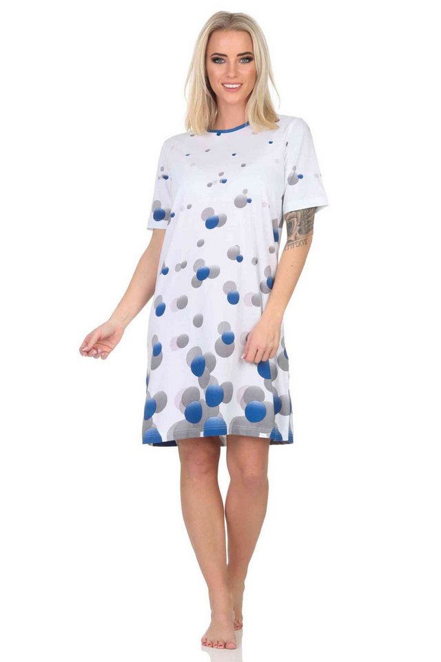 Normann Nachthemd Damen kurzarm Nachthemd in Tupfen-Punkte Optik - auch in Übergröße von Normann