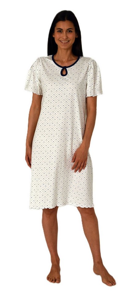 Normann Nachthemd Damen kurzarm Nachthemd in Tupfen Punkte Optik – auch in Übergröße von Normann