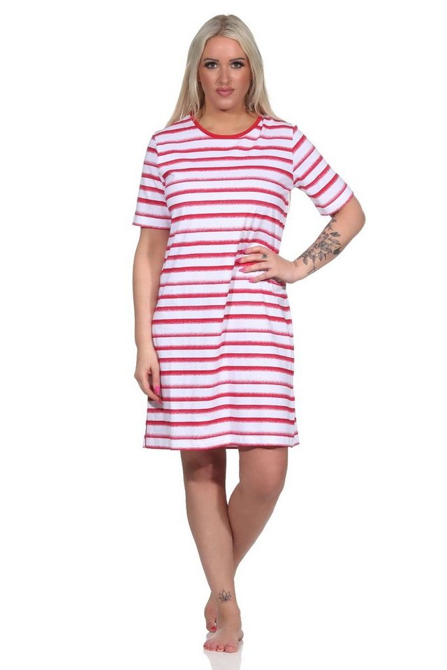 Normann Nachthemd Damen kurzarm Nachthemd in maritimer Streifenoptik -auch in Übergröße von Normann