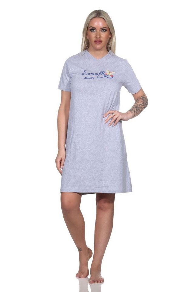 Normann Nachthemd Damen kurzarm Nachthemd mit Schmetterlingsmotiv - auch in Übergrößen von Normann