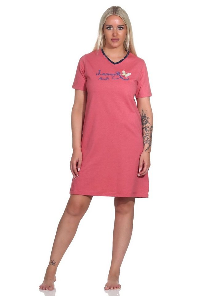 Normann Nachthemd Damen kurzarm Nachthemd mit Schmetterlingsmotiv - auch in Übergrößen von Normann