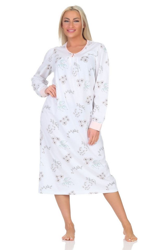 Normann Nachthemd Damen langarm Nachthemd im klassischen fraulichen Design von Normann
