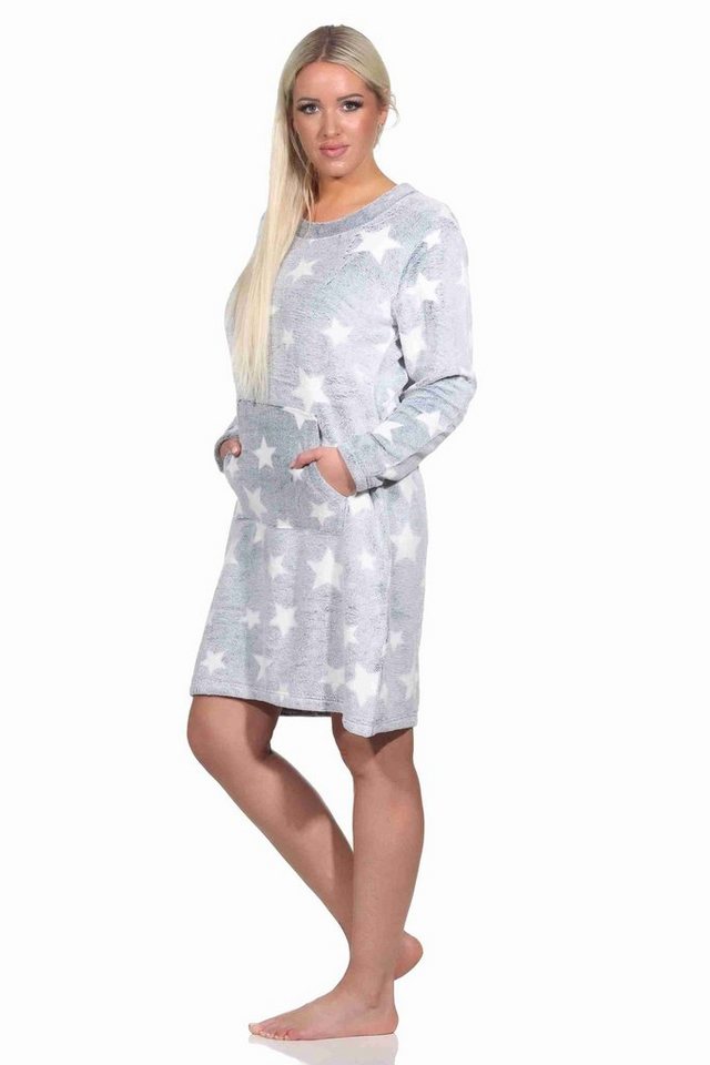 Normann Nachthemd Damen langarm Nachthemd mit Bündchen in Sterneoptik von Normann