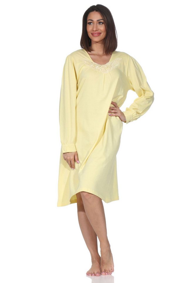 Normann Nachthemd Damen langarm Nachthemd mit Spitze im klassisch fraulichen Design von Normann