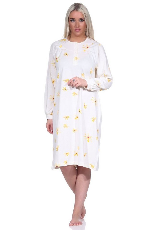 Normann Nachthemd Frauliches Damen Nachthemd langarm mit Knopfleiste am Hals von Normann