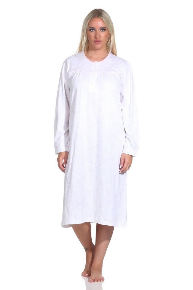 Normann Nachthemd Frauliches Damen Nachthemd langarm mit Knopfleiste am Hals von Normann