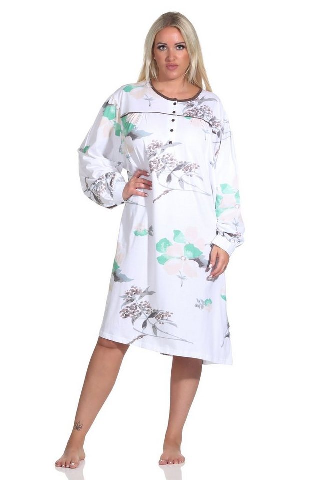 Normann Nachthemd Frauliches Damen Nachthemd langarm und Knopfleiste am Hals von Normann