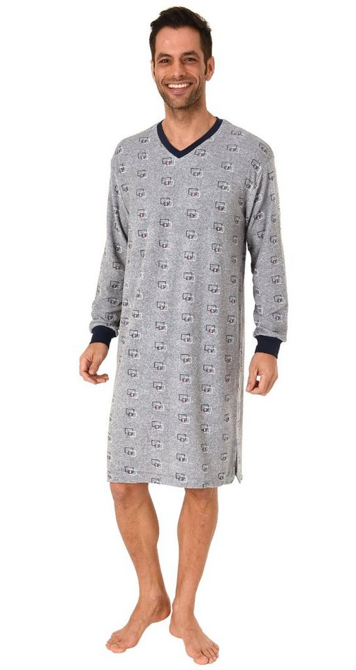 Normann Nachthemd Herren Frottee Nachthemd langarm mit Bündchen - auch in Übergrößen von Normann