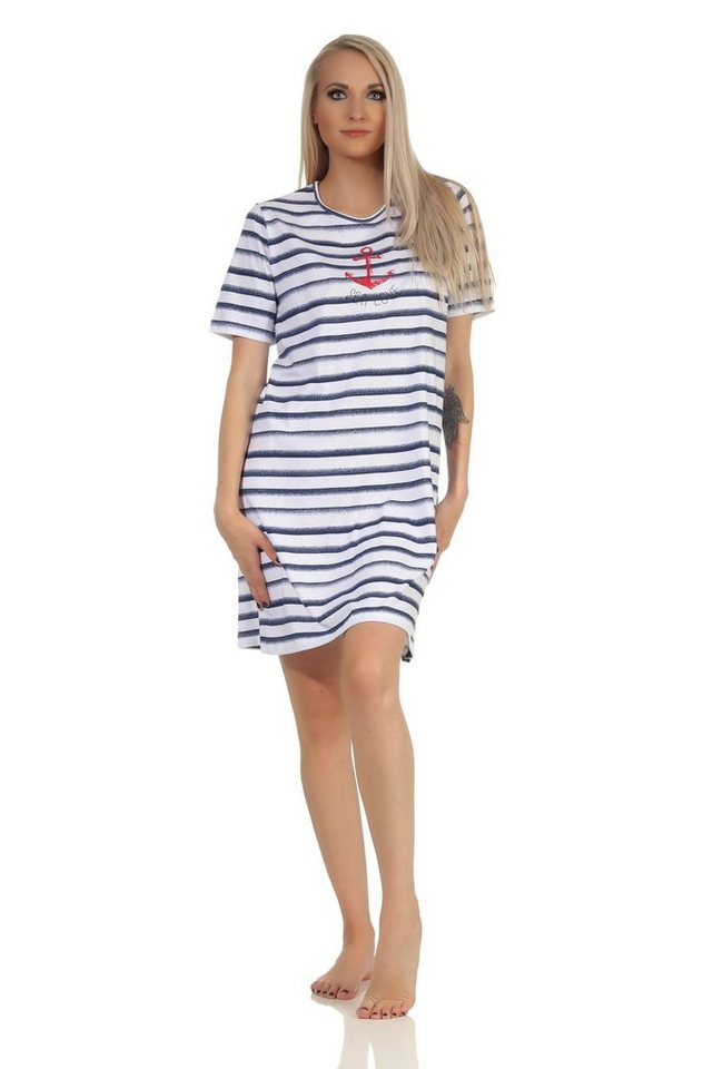 Normann Nachthemd Maritimes Damen kurzarm Nachthemd mit Anker Motiv - auch in Übergröße Normann Nachthemd Maritimes Damen kurzarm Nachthemd mit Anker Motiv - auch in Übergröße von Normann