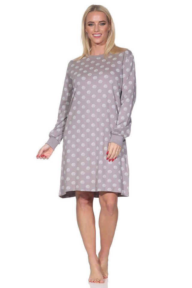 Normann Nachthemd Normann Damen Nachthemd in Kuschel Interlock Qualität Tupfen Optik von Normann