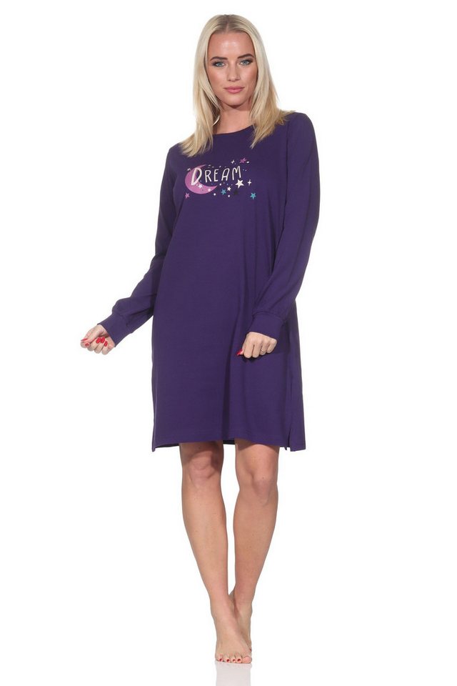 Normann Nachthemd Normann Damen Nachthemd langarm mit Bündchen im Sterne Design von Normann