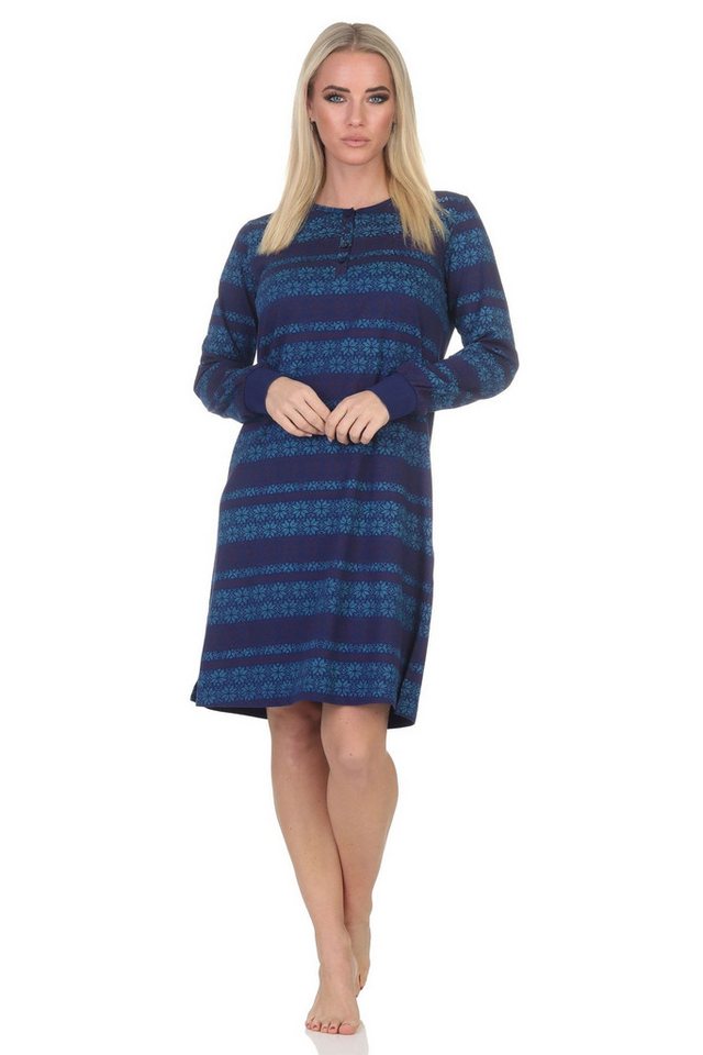 Normann Nachthemd Normann Damen Nachthemd mit Bündchen im Ethnolook - auch in Übergröße von Normann