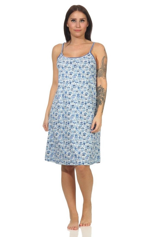 Normann Nachthemd Normann Damen Spaghetti Nachthemd mit Spitzenbesatz – auch in Übergrössen erhältlich von Normann