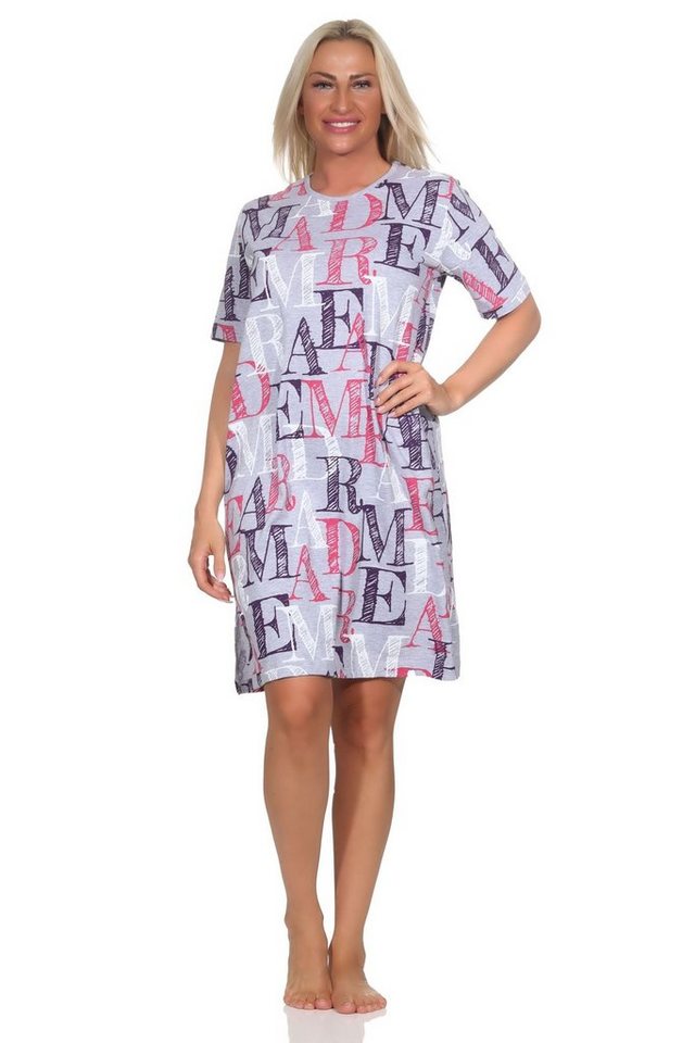 Normann Nachthemd Normann Damen kurzarm Nachthemd Buchstaben-Design - auch in Übergröße von Normann