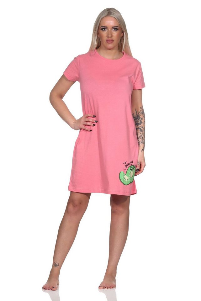 Normann Nachthemd Normann Damen kurzarm Nachthemd Sleepshirt mit Kiwi als Motiv von Normann