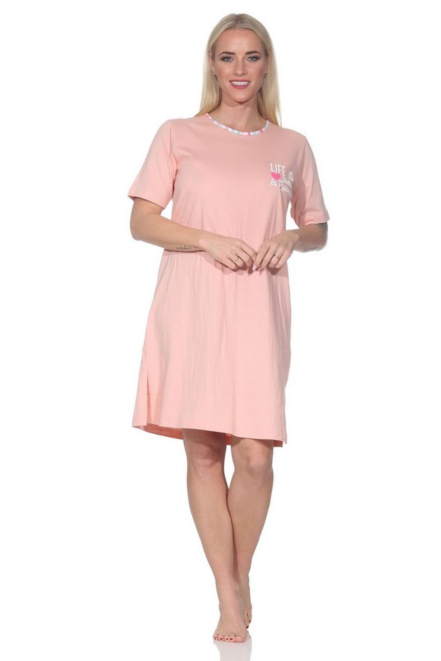 Normann Nachthemd Normann Damen kurzarm Nachthemd in edler Optik – auch in Übergröße von Normann