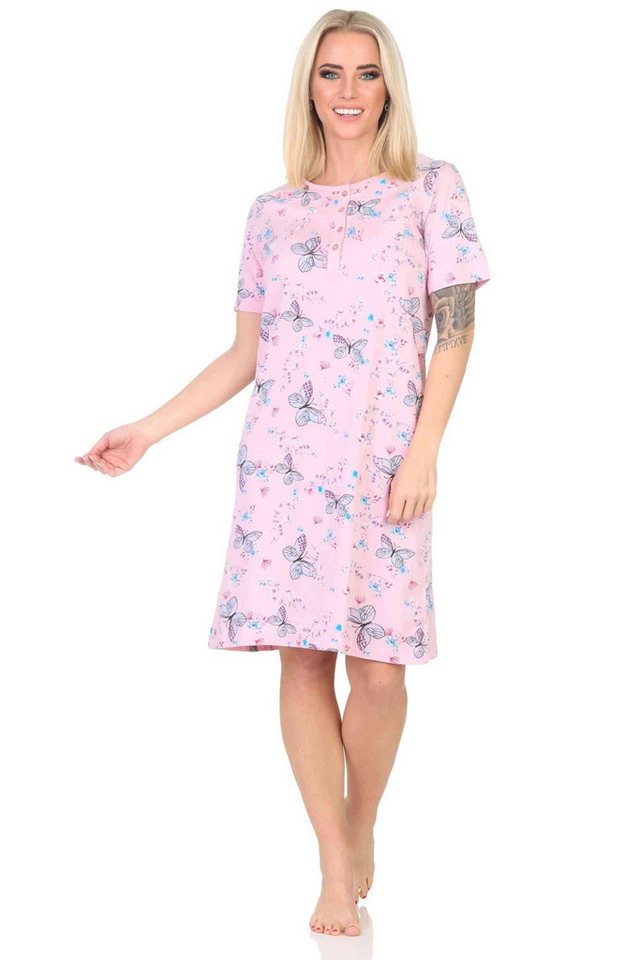 Normann Nachthemd Normann Damen kurzarm Nachthemd in floralem Schmetterlings Print von Normann