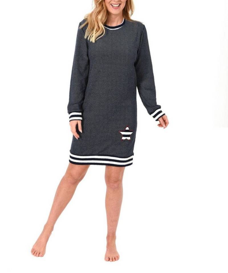 Normann Nachthemd Normann Damen langarm Frottee Nachthemd in Tupfen- und Ringeldesign von Normann