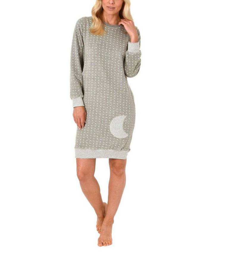 Normann Nachthemd Normann Damen langarm Frottee Nachthemd in Tupfen- und Ringeldesign von Normann