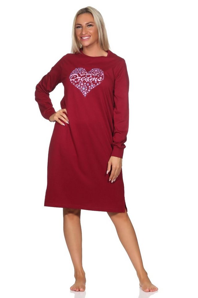 Normann Nachthemd Normann Damen langarm Nachthemd mit Herz Motiv - auch in Übergrößen von Normann