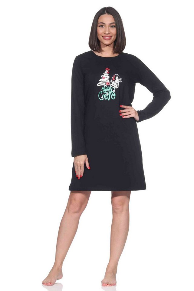 Normann Nachthemd Normann Damen langarm Weihnachts Nachthemd mit weihnachtlichen Motiv von Normann