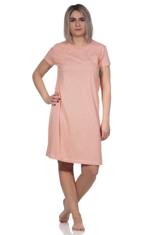 Normann Nachthemd Wunderschönes Damen kurzarm Nachthemd in feiner Ringeloptik von Normann