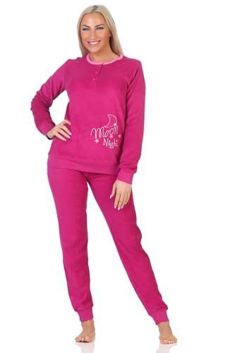 Normann Niedlicher Damen Frottee Pyjama mit Knopfleiste und Bündchen, auch in Übergrößen, Farbe:lila, Größe:36 von Normann