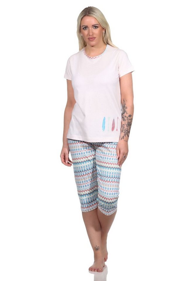 Normann Pyjama Damen Capri Pyjama, Schlafanzug mit verspieltem Muster Normann Pyjama Damen Capri Pyjama, Schlafanzug mit verspieltem Muster von Normann