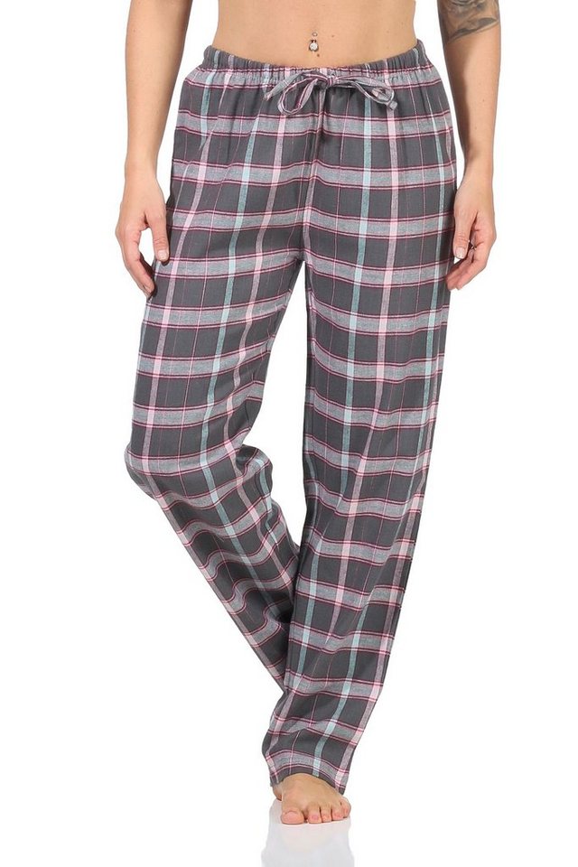 Normann Pyjama Damen Flanell Pyjama Hose, karierte Schlafanzug Hose lang von Normann